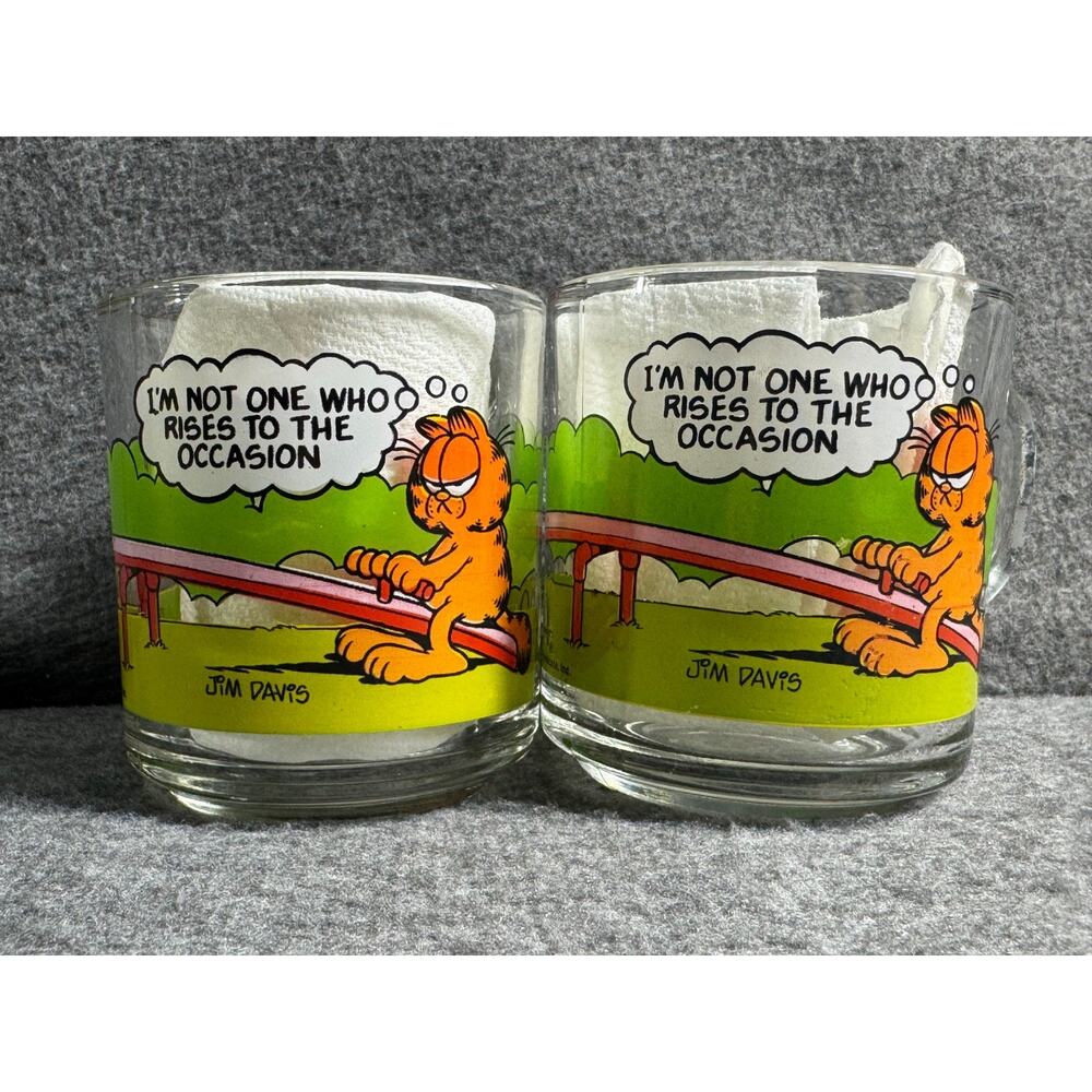 McDonalds Glass Garfield "I'm Not One To Rise To The Occasion" 78, 79, 80 - Set
